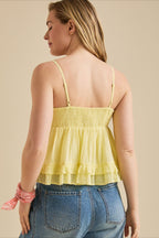 Lace V Neck Mesh Loose Cami Top image 4
