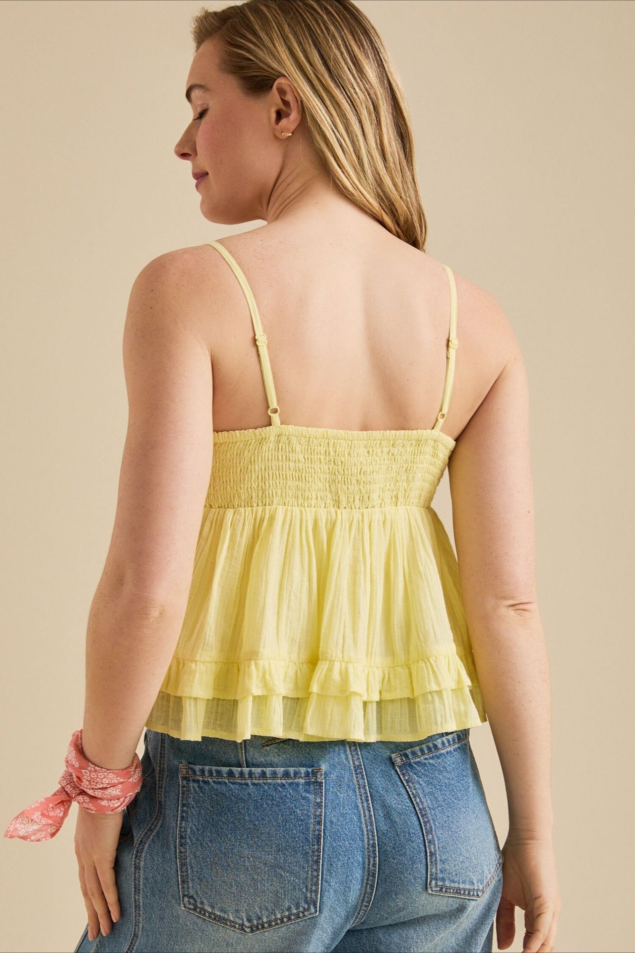 Lace V Neck Mesh Loose Cami Top image 4