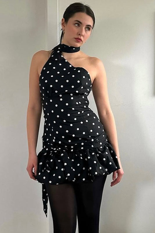 Chic Polka Dot Tie Backless Mini Dress image 3