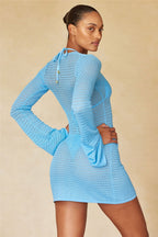 Sexy Hollow Sheer Knit Mini Dress image 11