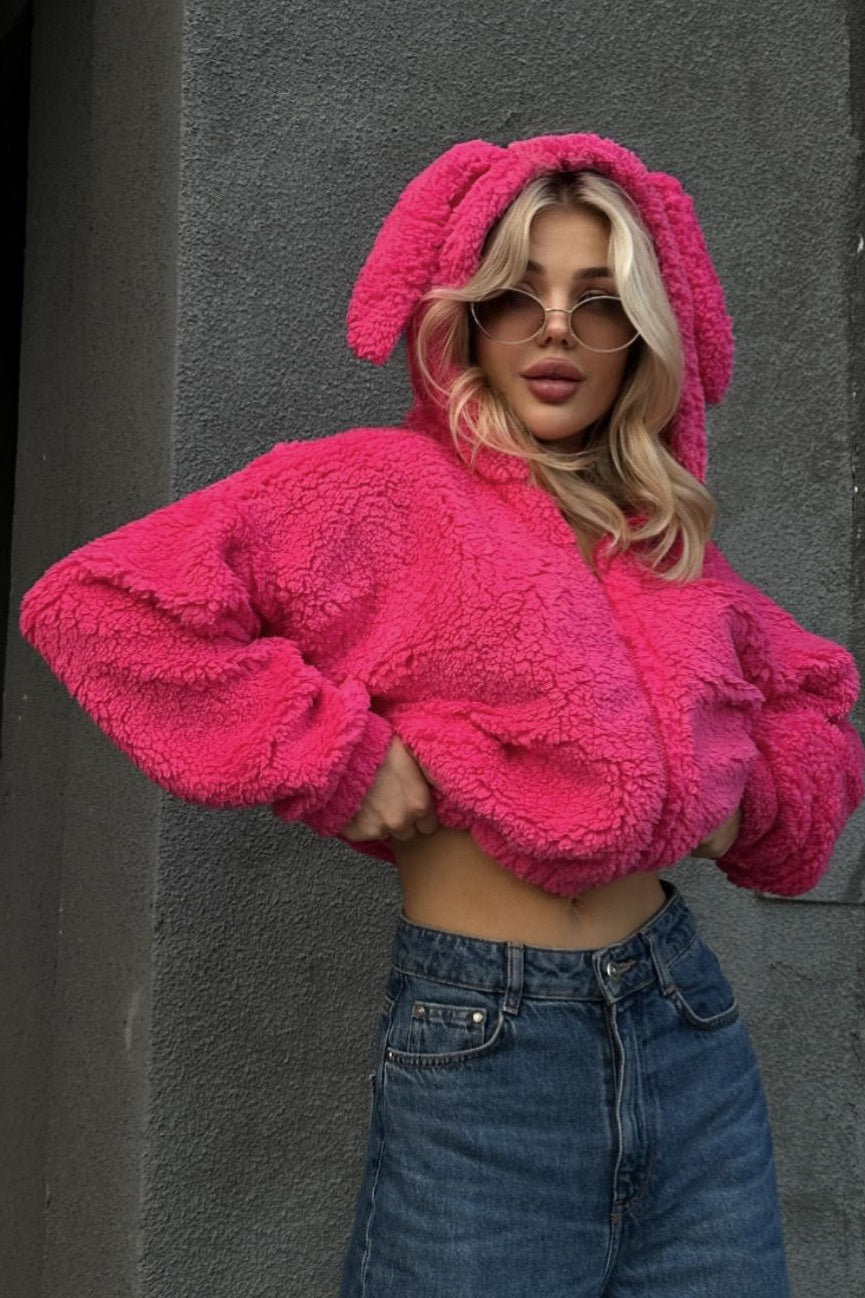 Zip-Up Teddy Fleece Hoodie image 1