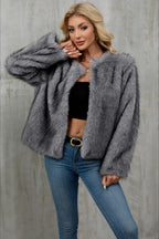 Plush Short Fur Open Cardigan Coat image 2
