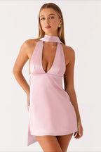 Deep V Backless Ribbon Cocktail Dress image 23