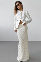 Lace Trim High Waist Split Midi Skirt image 3