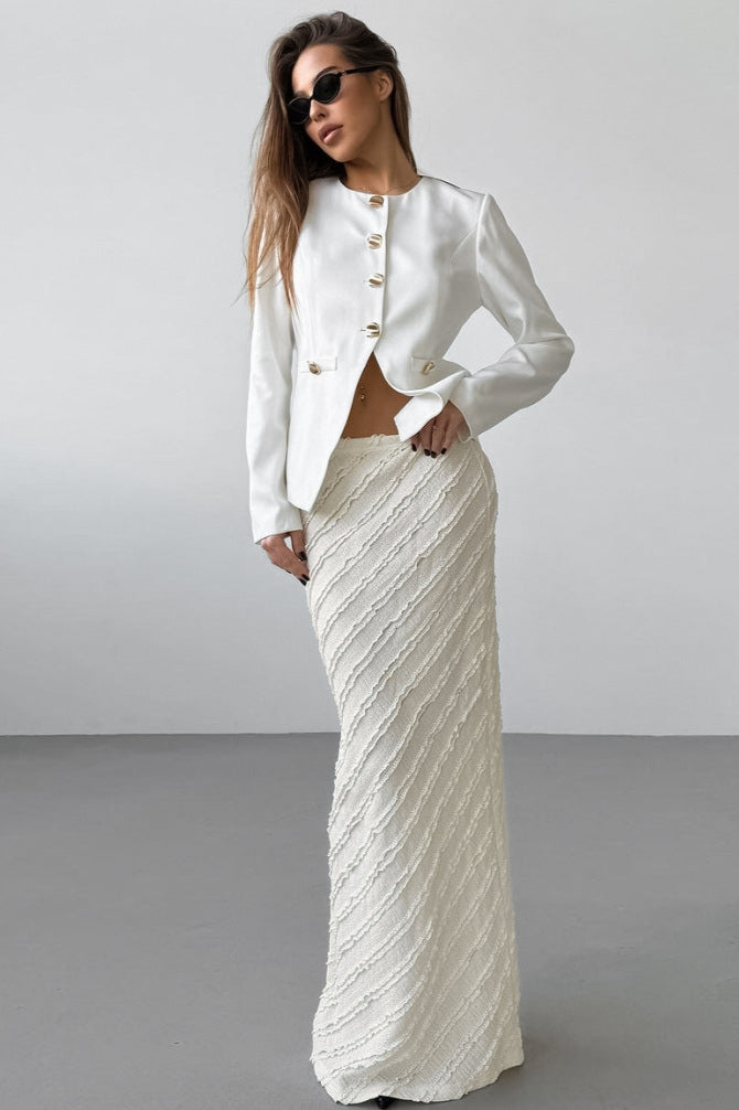 Lace Trim High Waist Split Midi Skirt image 3