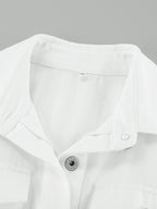 Cotton Belted White Utility Blouse image 8