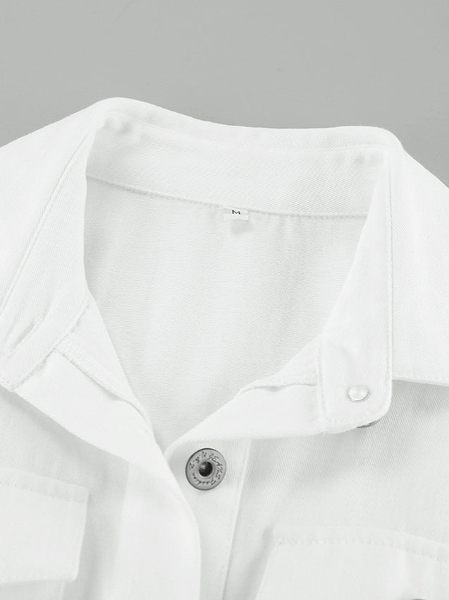 Cotton Belted White Utility Blouse image 8