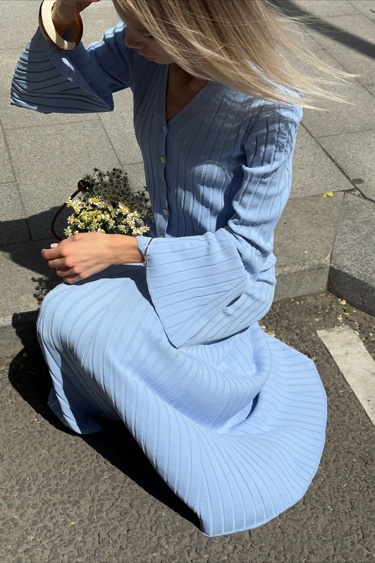 Two-Piece Bell Sleeve Knit Sweater Dress image 6