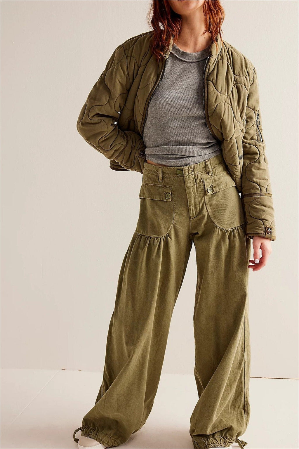Ruched Mid Rise Wide Leg Jeans image 14