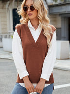 Bianca Sweater Vest detail view styled for Avrienne
