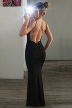 Sexy Solid Sequin Butterfly Open Back Maxi Dress image 5