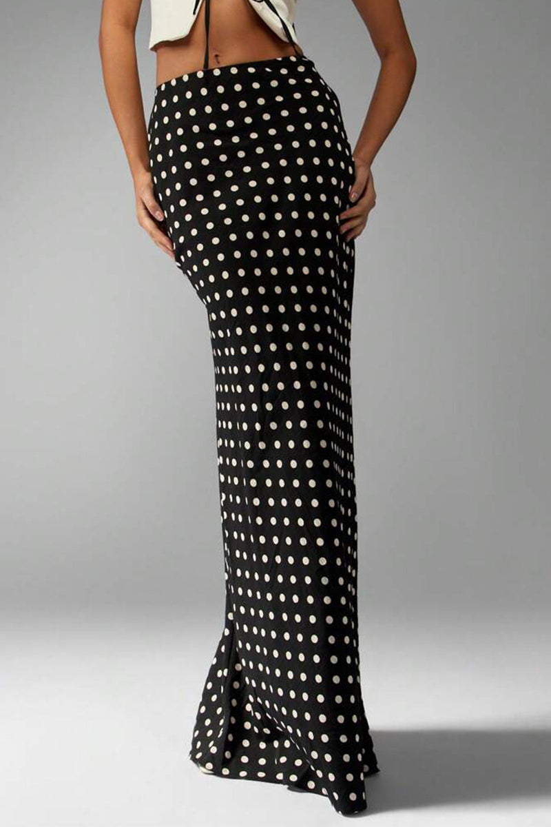 Slim Fit Polka Dot Midi Skirt image 4