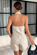 Sexy V Neck Halter Lace Up Backless Cami With Shorts Skirt Sets image 4