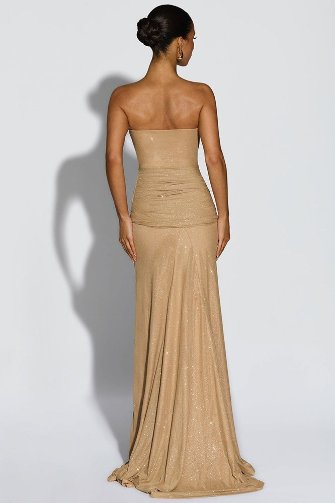 Sexy Elegant Tube Off Shoulder Silver Prom Dress image 8
