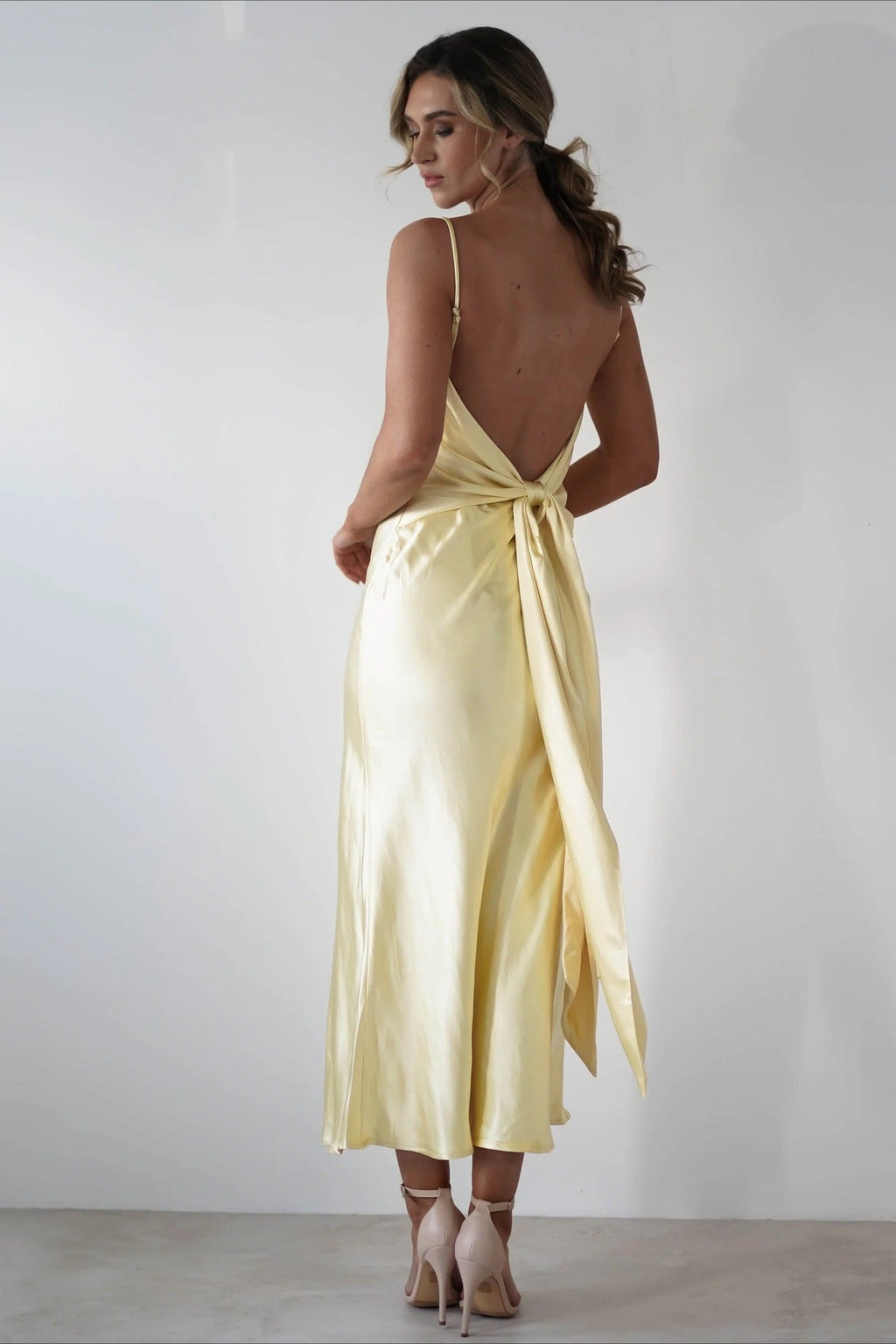 Satin Backless Tie Party Dress image 9