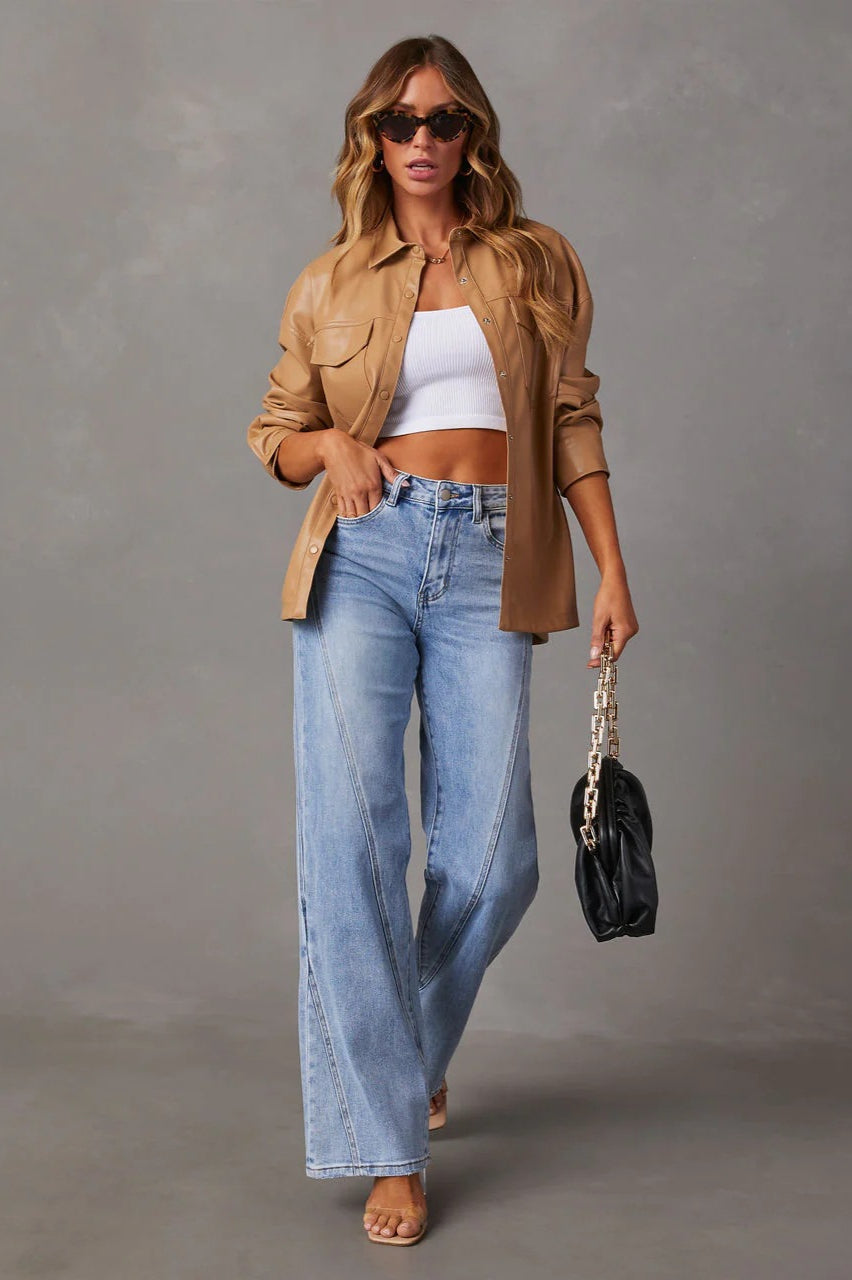 Washed Street Style Wide Leg Jeans image 2