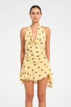 Polka Dot Chiffon Halter Deep V Slit Backless Mini Dress image 4