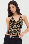 Leopard V Neck Slim Vacation Halter Top image 1