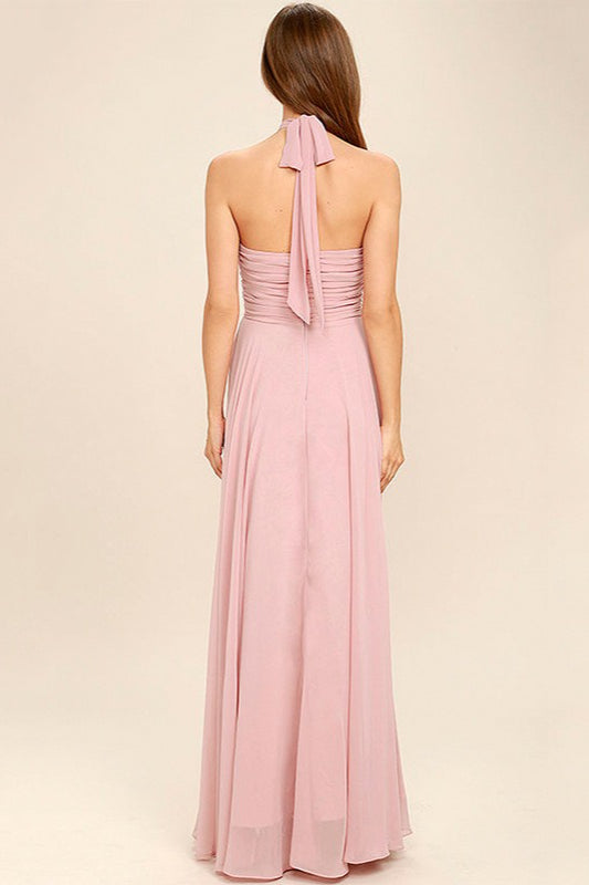 Chiffon Halter Ruched Gown Formal Dress image 4