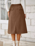Celine Slit Midi Skirt detail view styled for Avrienne