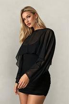 Solid Mesh Shrug Cami Mini Dress image 7