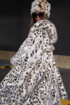 Faux Fur Leopard Print Hooded Long Coat image 2