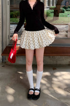 Retro Polka Dot Elastic Waist A Line Mini Skirt image 3