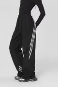Striped Drapey Straight Wide Leg Athletic Pants image 1