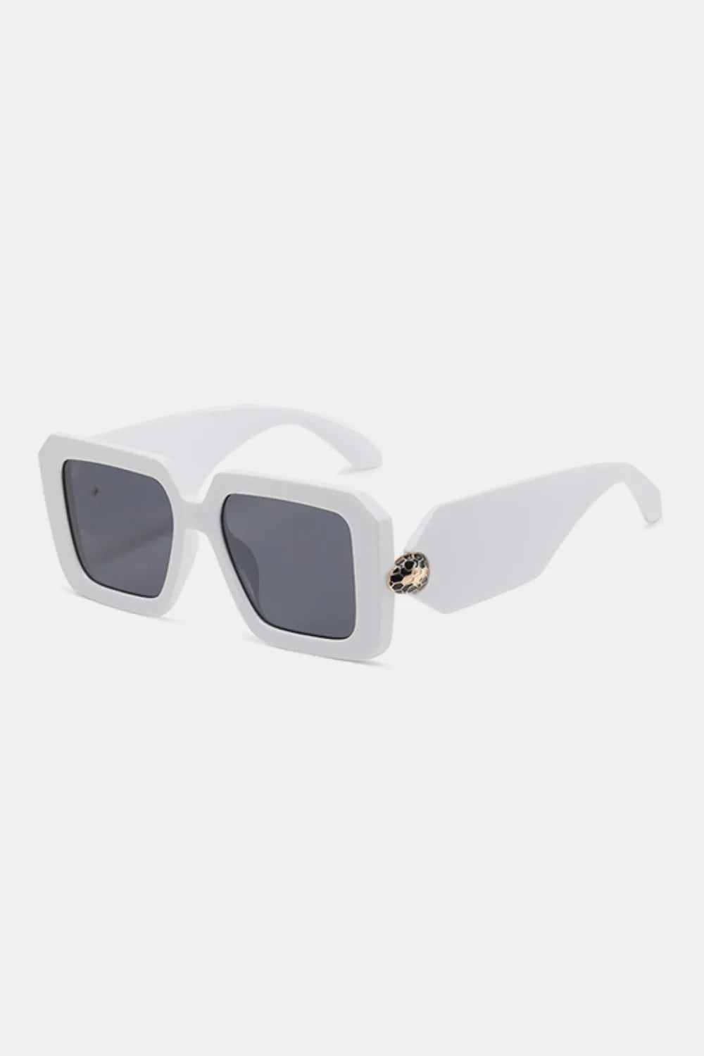 Cora Square Sunglasses detail view styled for Avrienne