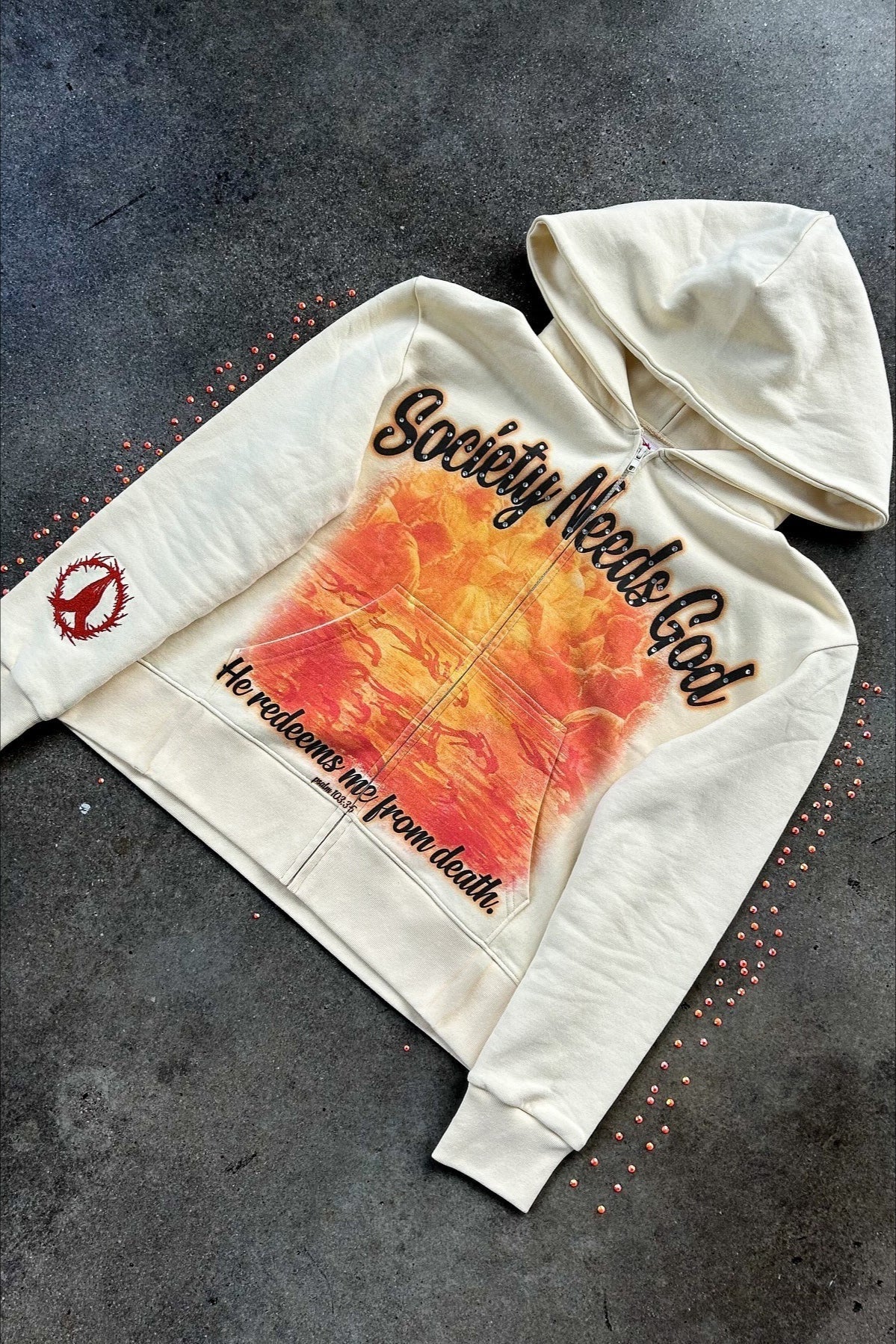 Vintage Print Pullover Hoodie image 2
