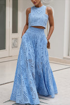 Hollow Out Pocket Vacation Maxi Skirt Set image 3