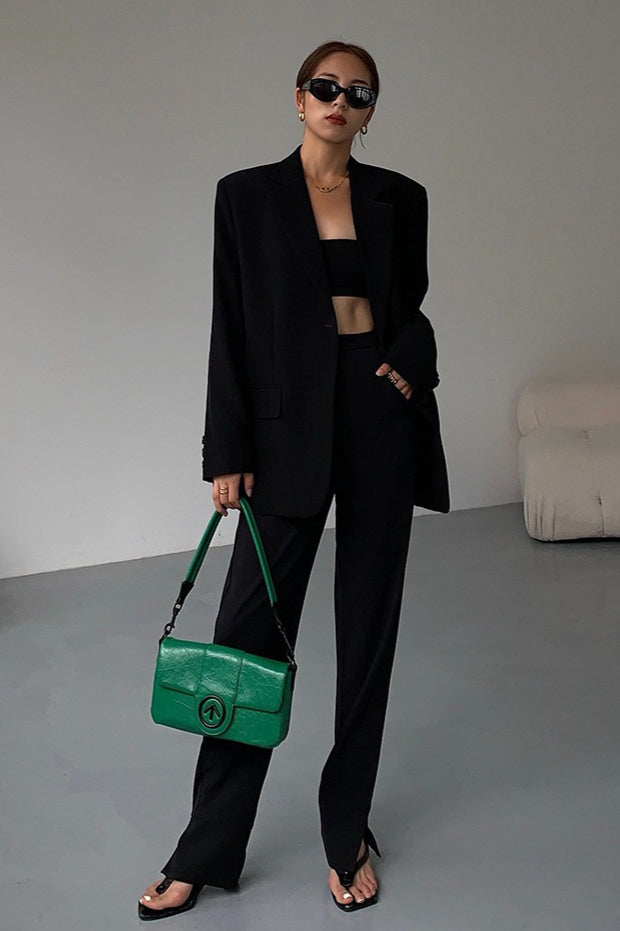 Black Slouchy Retro Style Blazer image 4