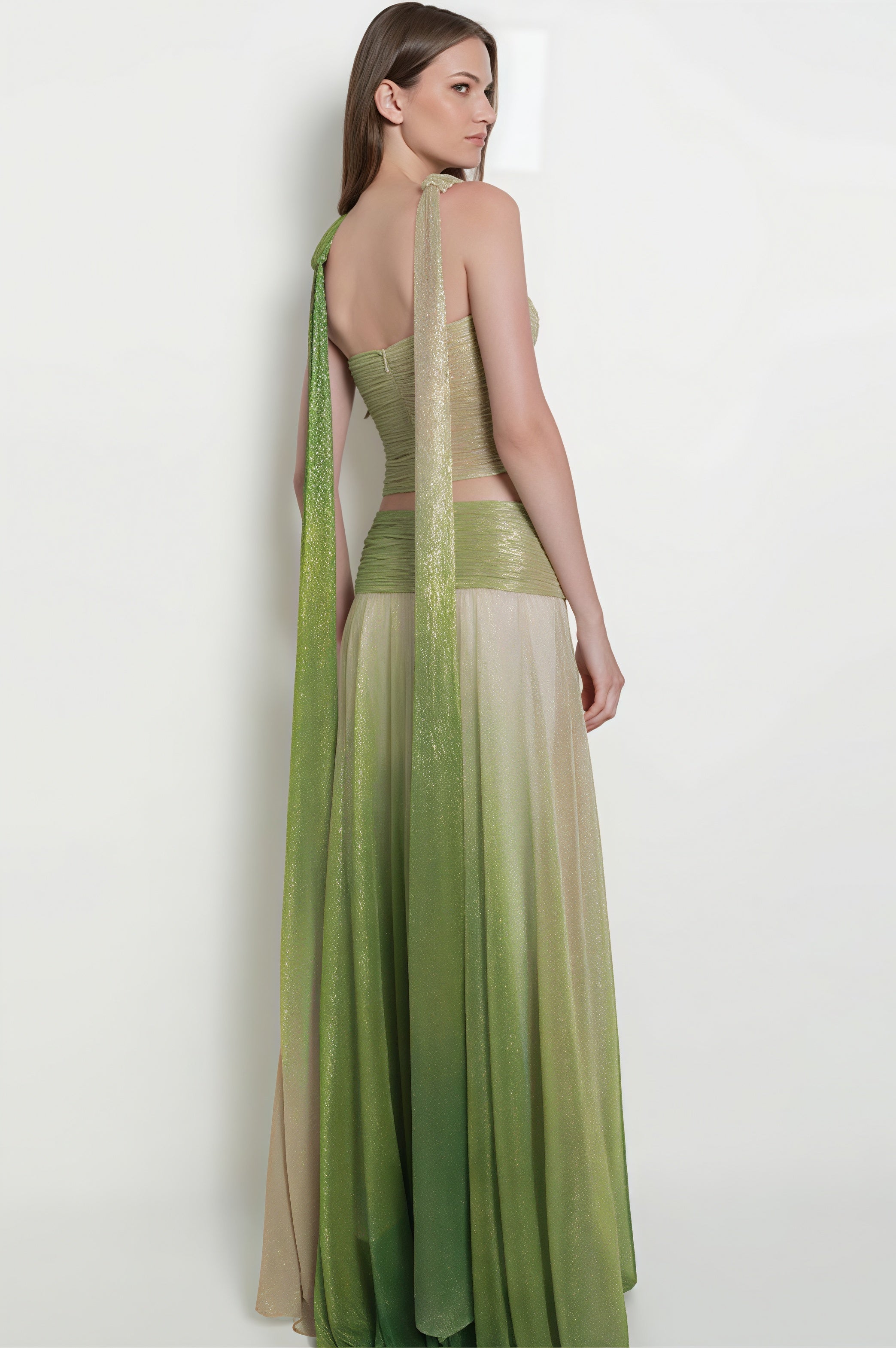Elegant Gradient Halter Top And Skirt Set image 2