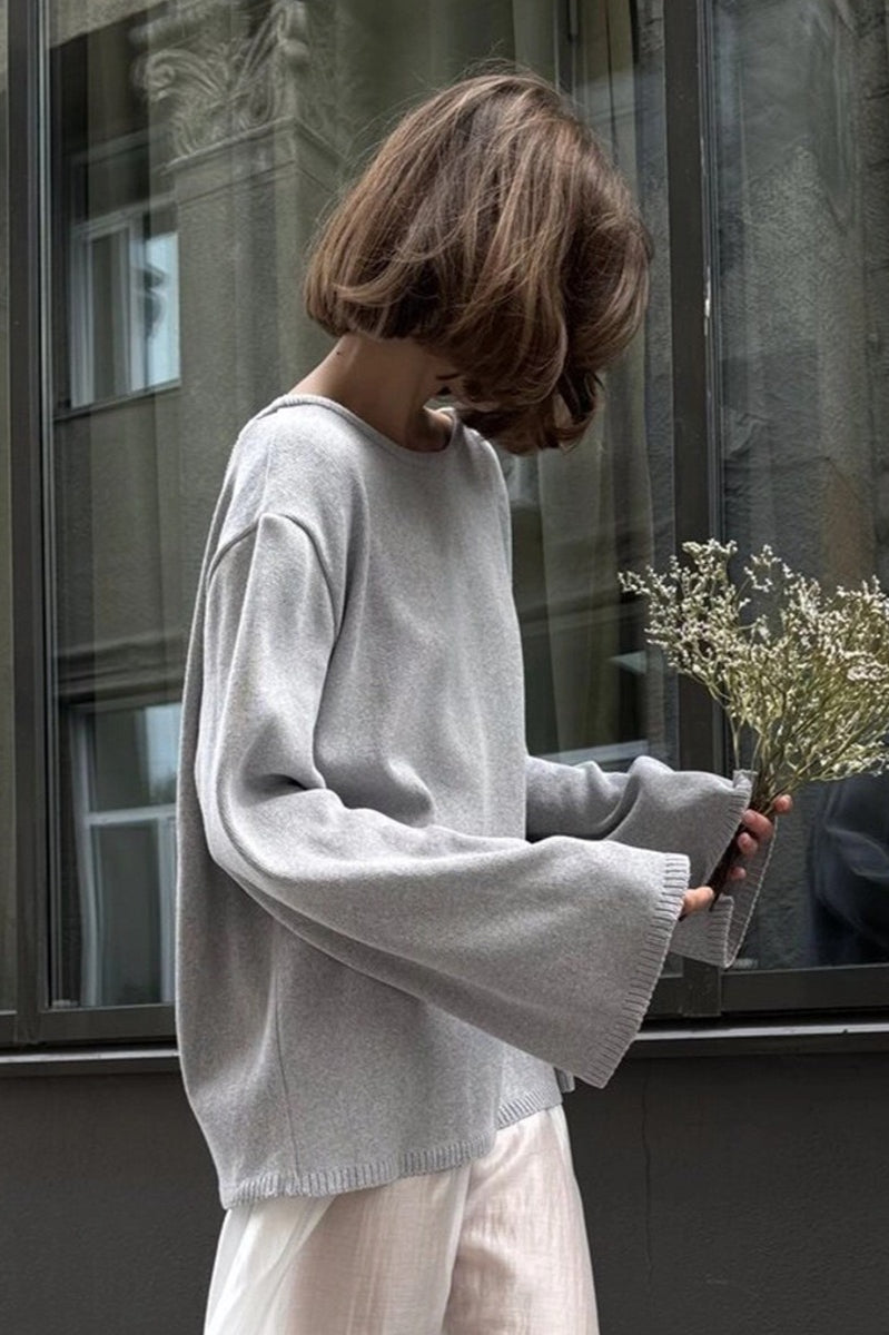 Cotton Pullover Open-Back Loose Sexy Knit Top image 8