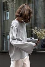 Cotton Pullover Open-Back Loose Sexy Knit Top image 8