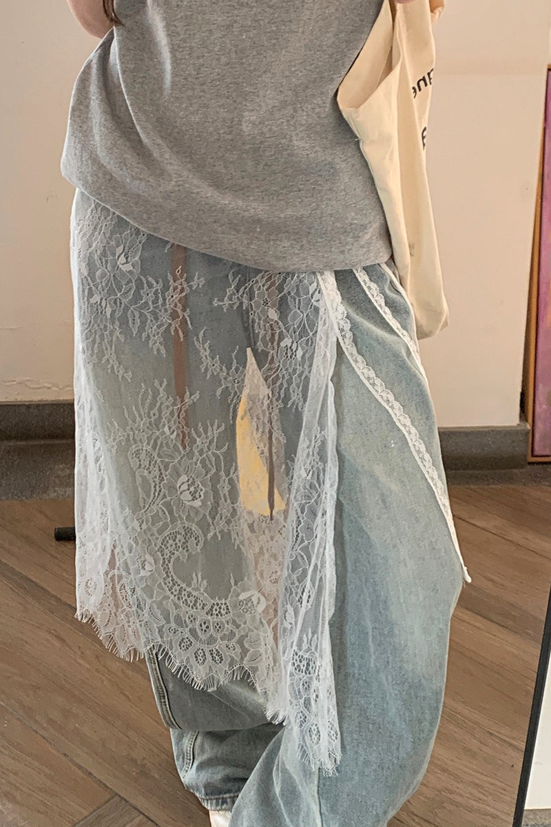 Unique Layered Lace Apron Drawstring Versatile Mini Skirt image 3