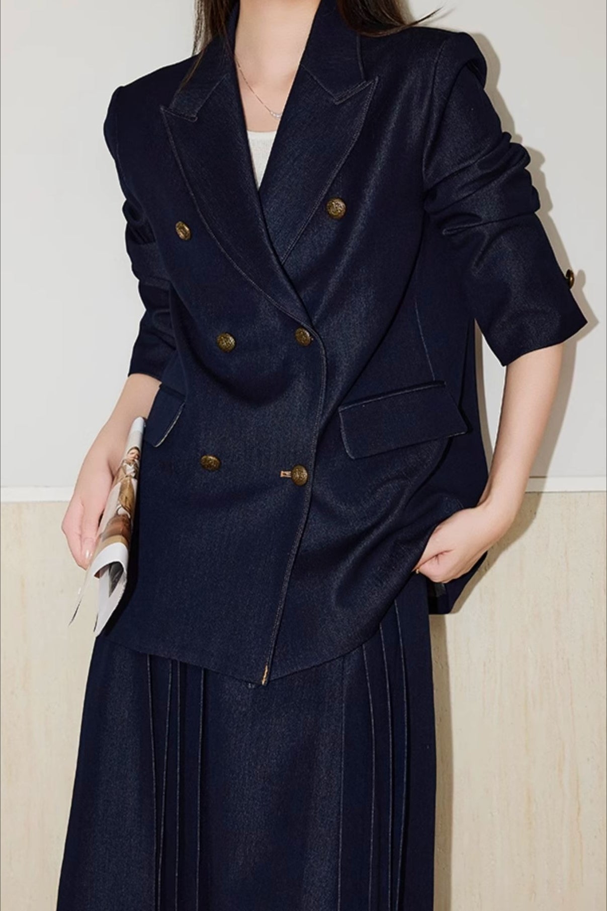 Double Breasted Twill Blazer image 3
