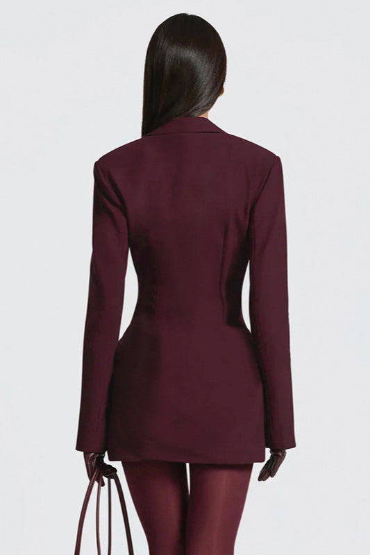 Solid Tailored Deep V Neck Slim Waist Mini Dress image 3