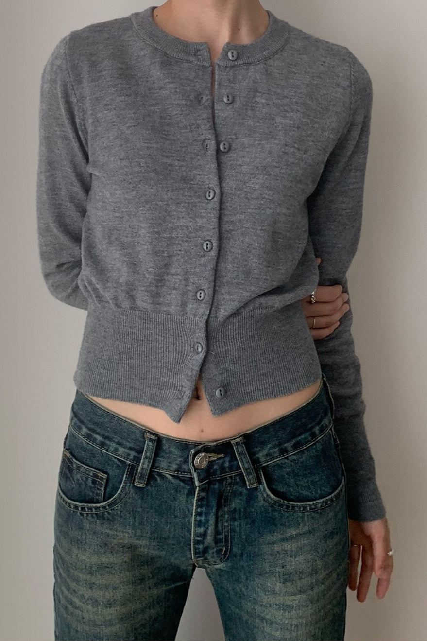 Slim-Fit Round-Neck Knit Cardigan image 5