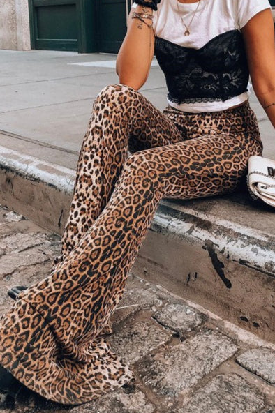 High Waist Slim Leopard Flared Pants image 5