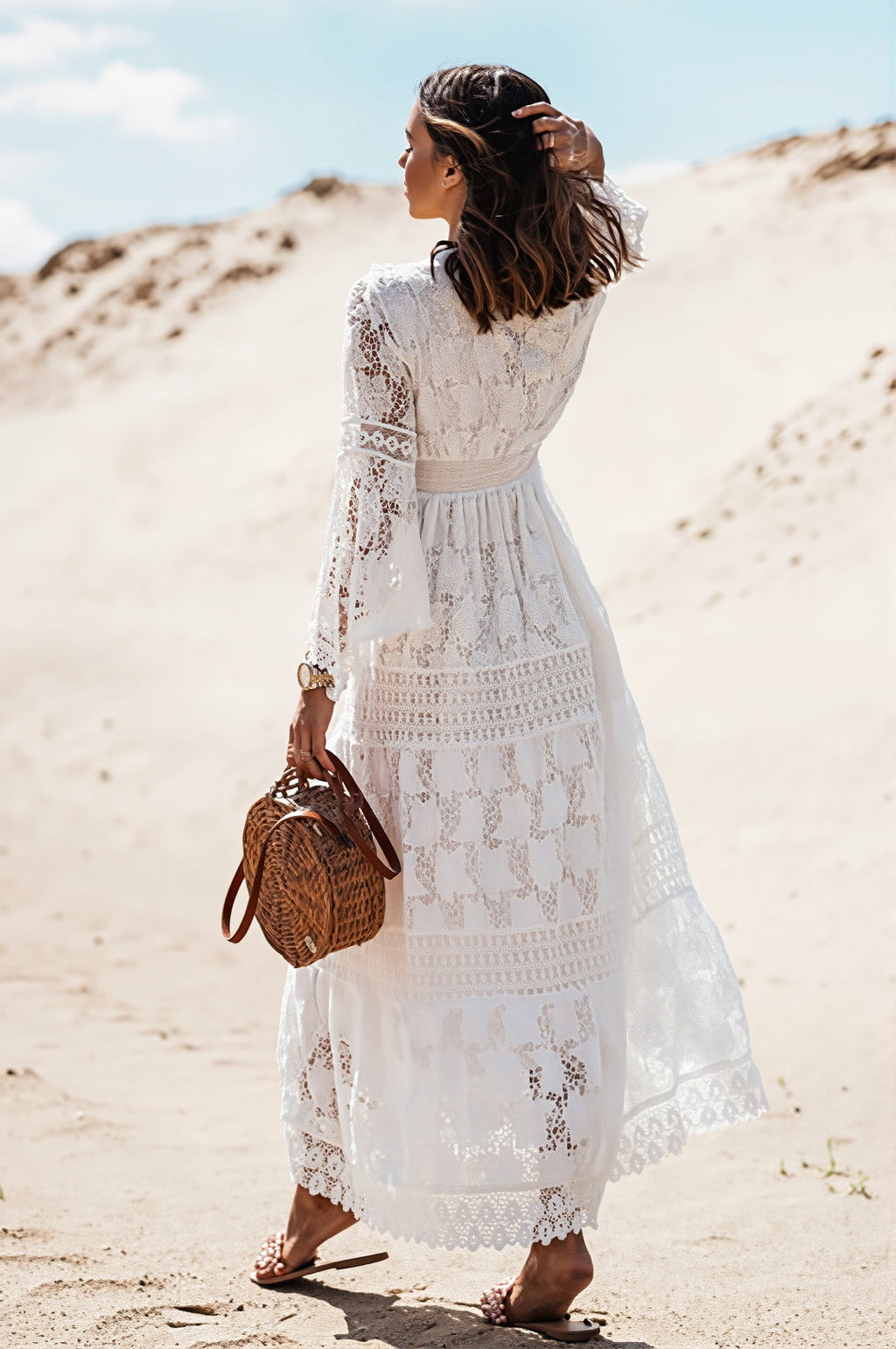 Tassel Lace Spliced Long Boho Dress image 2