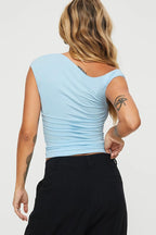 Asym Neck Ruched Slim Blouse image 4