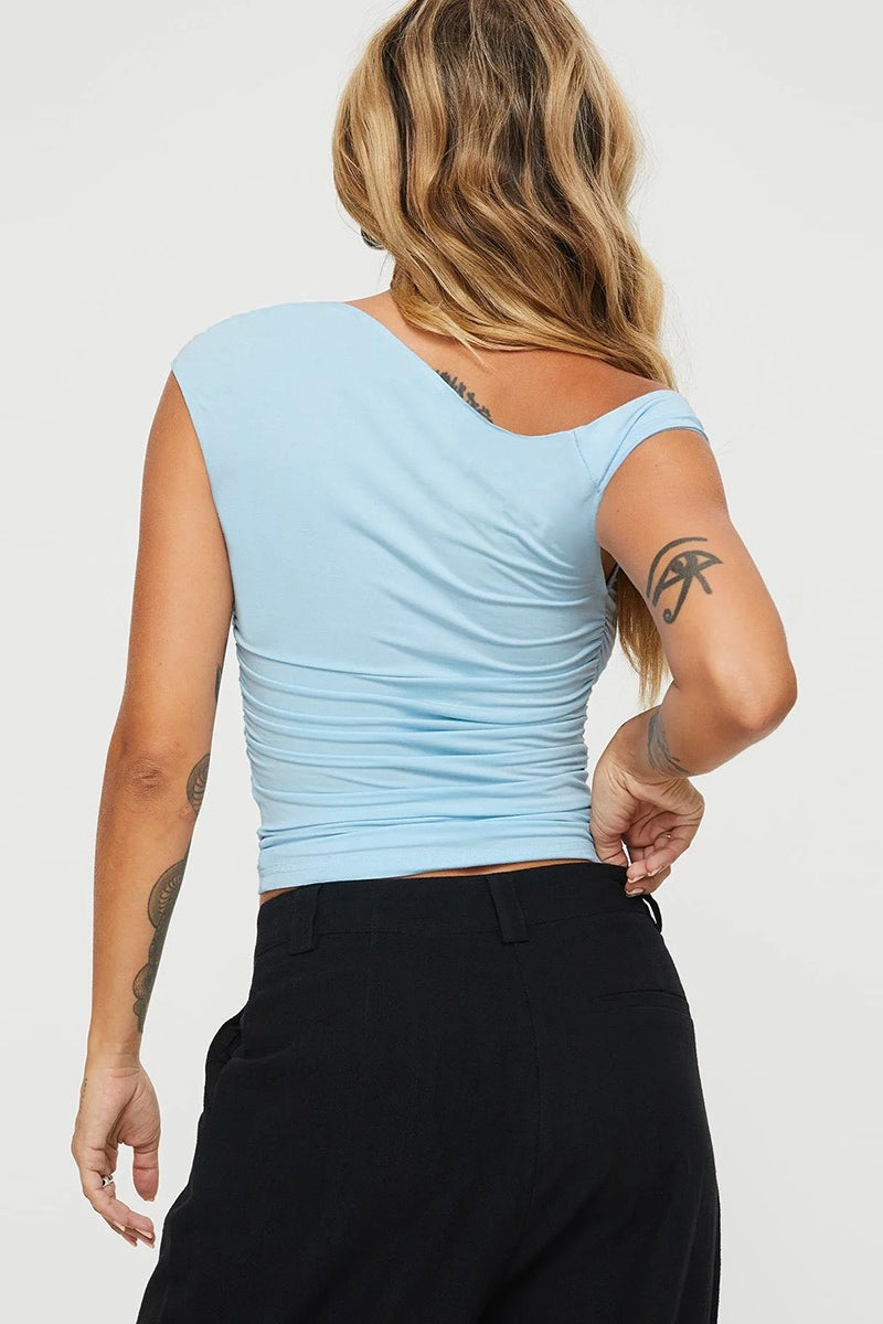 Asym Neck Ruched Slim Blouse image 4