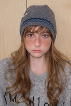 Pure Wool Cat Pattern Color Block Soft Knitted Hat image 2