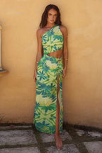 Asymmetrical Shoulder Bodycon Waist Maxi Dress image 1