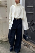Ribbon Polka Dot Loose Commuter Blouse image 4