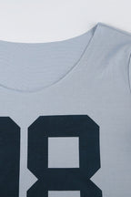 Casual Loose Number Print Off Shoulder Crew T-shirt image 5
