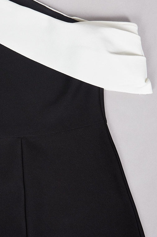 Bandage One-shoulder Color Block Bow Cocktail Dress image 11