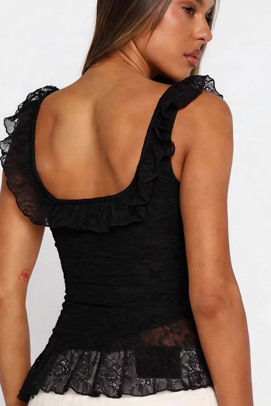 Chic White Lace Tie Backless Tank Top image 8