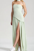 Solid Bustier High Slit Formal Dress image 4